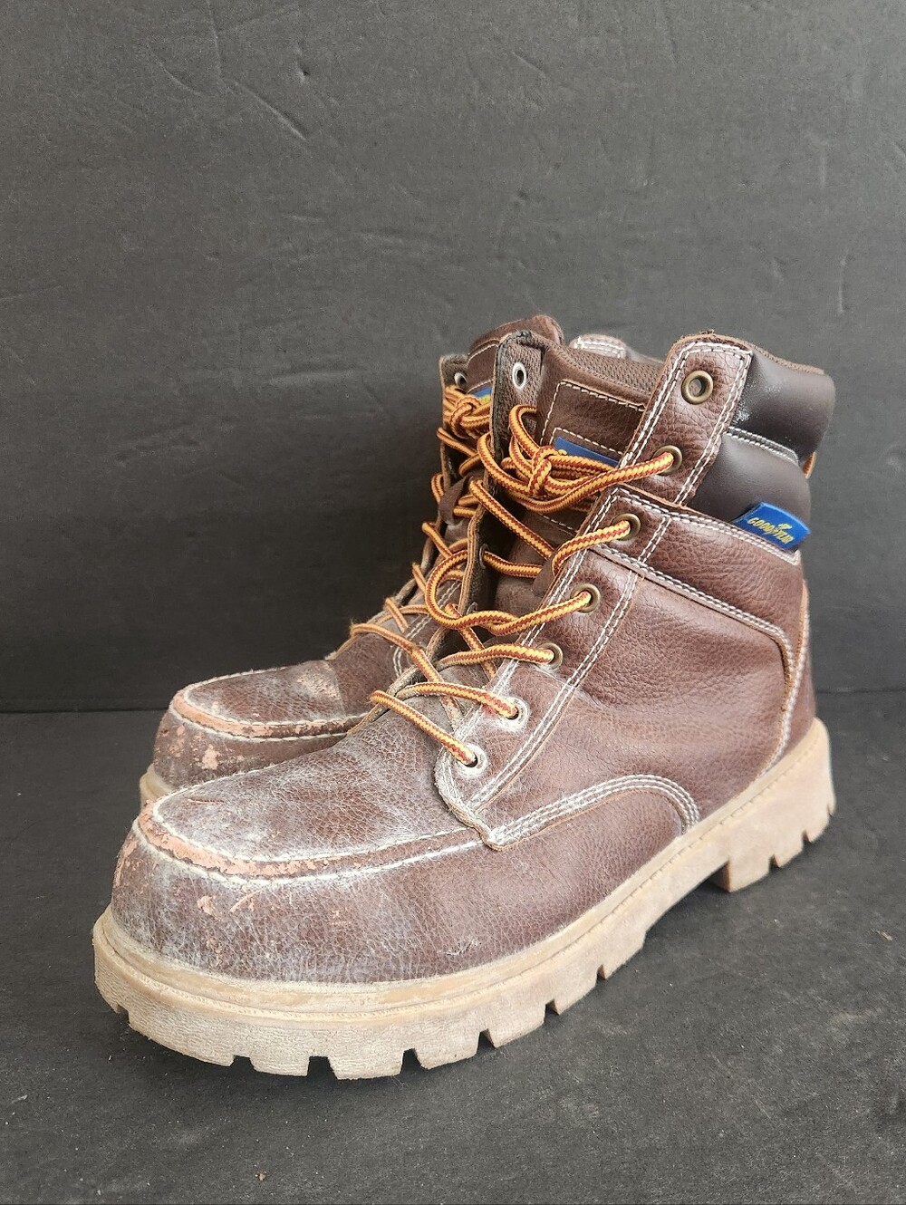 Goodyear PENN-ST Steel Toe Slip Resistant Work Boots Men's 7M Brown/Gum